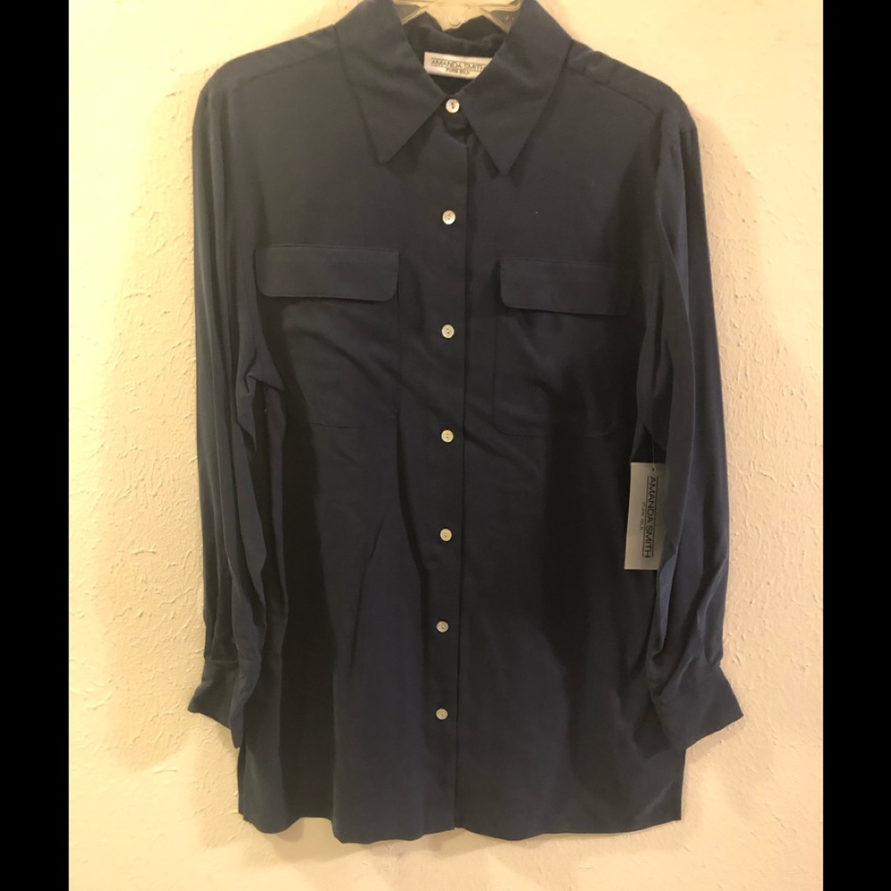 Blue Pure Silk Blouse, size S